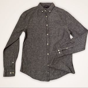 URBANMAN Linen Blend Heathered Gray Button Down Shirt